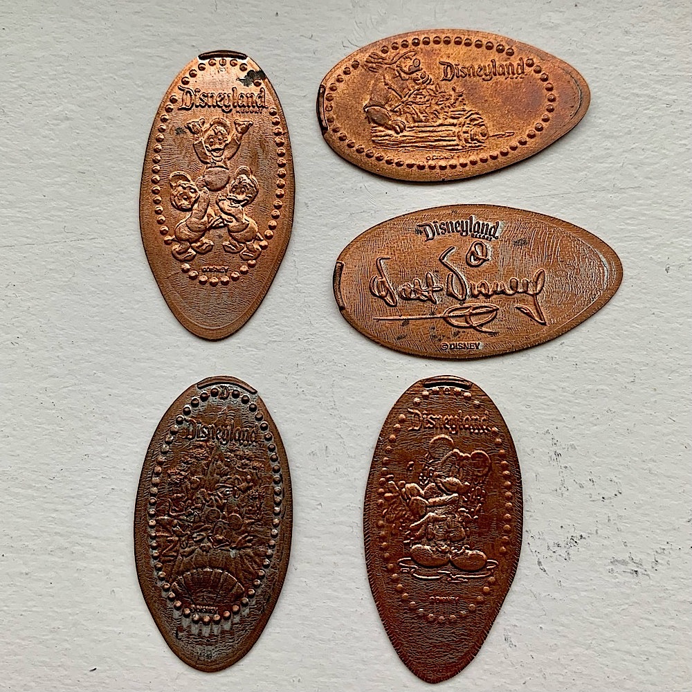 Set of 5 Disneyland Collectable Pressed Pennies